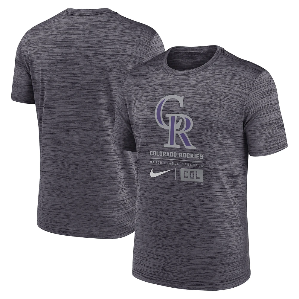 T-shirt Nike Velocity avec grand logo des Rockies du Colorado pour homme, noir