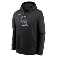 Men's Nike Black Colorado Rockies Logo Club Fleece Pullover Hoodie