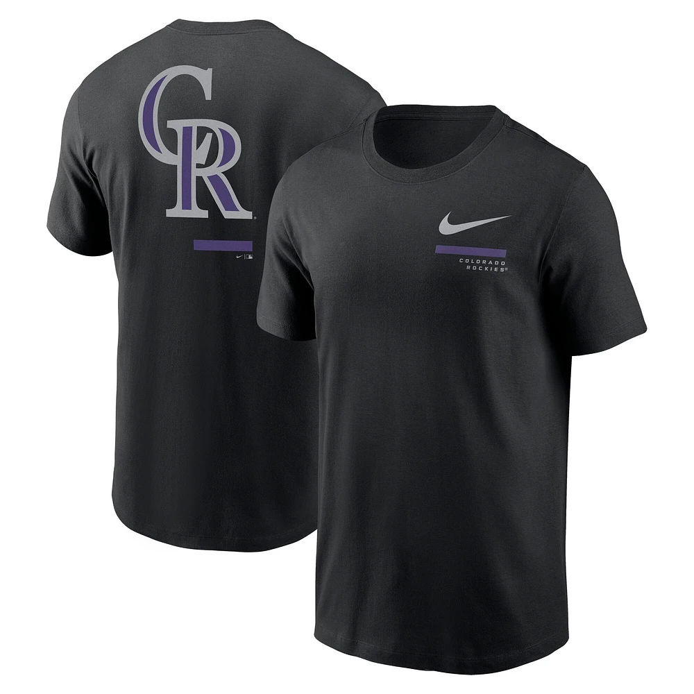 T-shirt à épaules dénudées Nike Colorado Rockies pour homme, noir