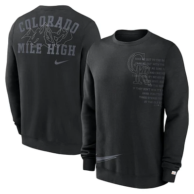 Sweat-shirt en molleton Nike Colorado Rockies Statement Ball Game pour homme, noir