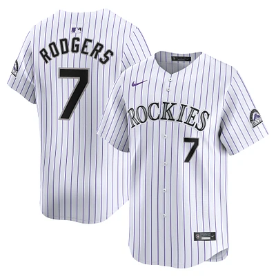 Maillot Nike Brendan Rodgers pour homme, blanc, Colorado Rockies, domicile limité, joueur