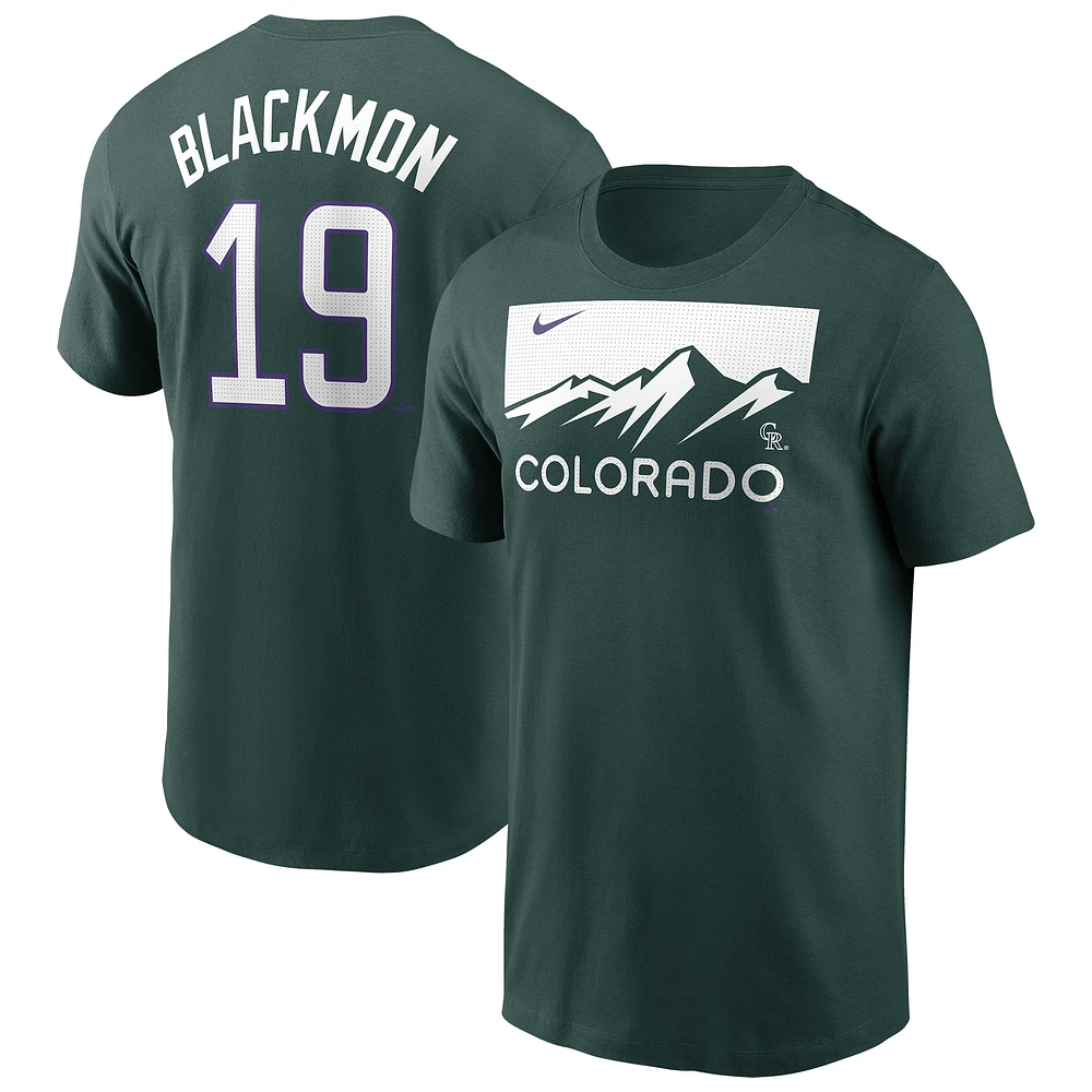 T-shirt Nike Charlie Blackmon vert Colorado Rockies City Connect Fuse avec nom et numéro pour homme