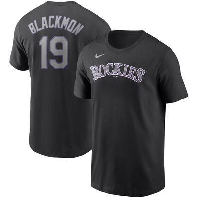 Men's Nike Charlie Blackmon Black Colorado Rockies Name & Number T-Shirt