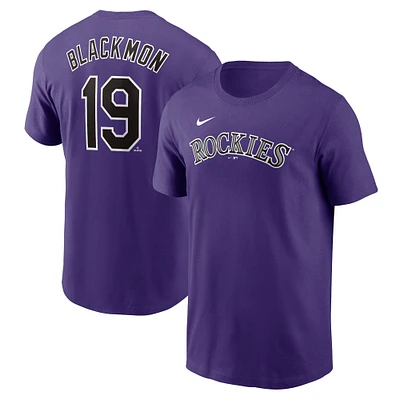 Men's Nike Charlie Blackmon Purple Colorado Rockies Fuse Name & Number T-Shirt