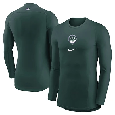 T-shirt de performance à manches longues raglan City Connect pour homme Nike Colorado Rockies Green