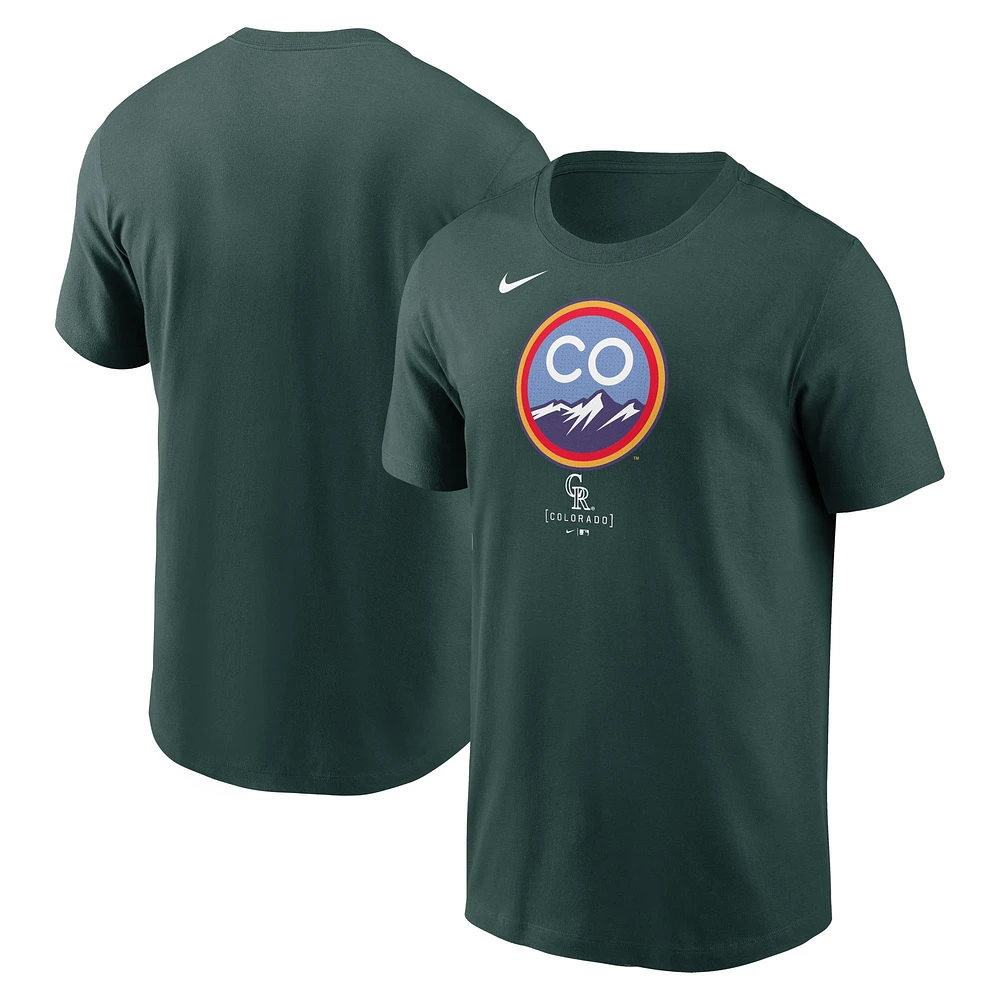 T-shirt Nike Colorado Rockies City Connect avec grand logo pour homme, vert