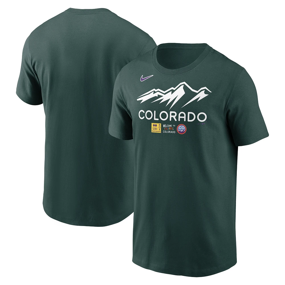 T-shirt Nike vert Colorado Rockies City Connect avec logo pour homme