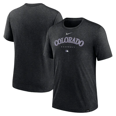 T-shirt Performance Tri-Blend Early Work Colorado Rockies Authentic Collection Nike pour homme, noir chiné
