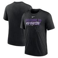 T-shirt à trois mélanges Nike Colorado Rockies Home Spin pour homme, noir chiné