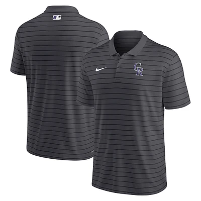 Polo de performance à rayures Victory Collection authentique des Rockies du Colorado anthracite chiné Nike pour homme