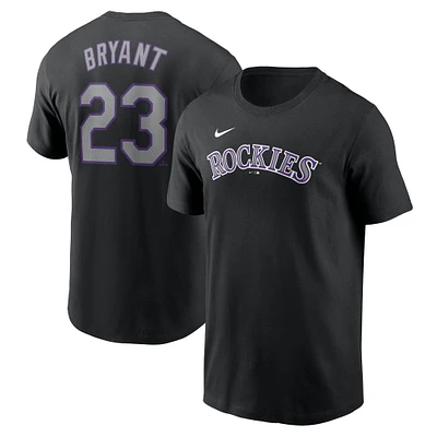 T-shirt Nike Kris Bryant pour homme, noir, Colorado Rockies Fuse, nom et numéro