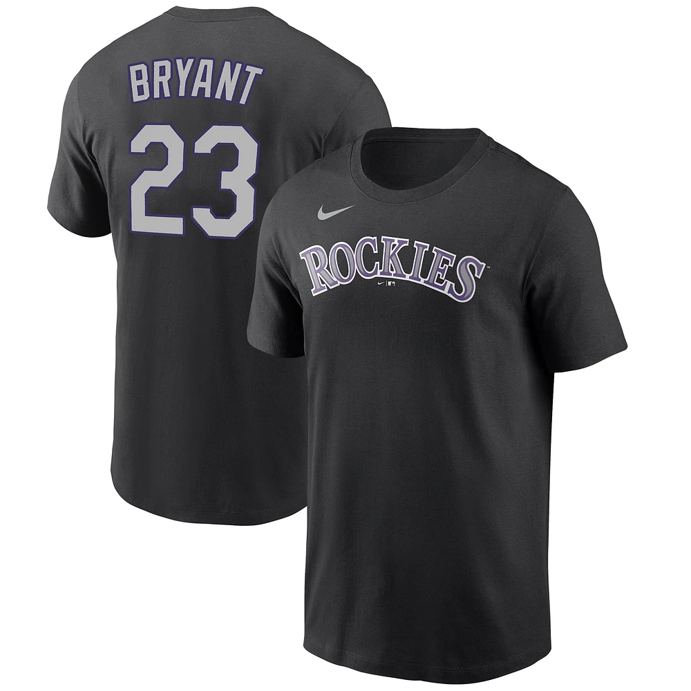 T-shirt avec nom et numéro Nike Kris Bryant Colorado Rockies pour homme, noir