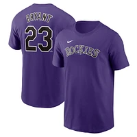 T-shirt Nike violet avec nom et numéro Fuse des Colorado Rockies de Kris Bryant pour homme