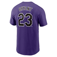 T-shirt Nike violet avec nom et numéro Fuse des Colorado Rockies de Kris Bryant pour homme