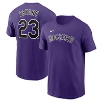 T-shirt Nike violet avec nom et numéro Fuse des Colorado Rockies de Kris Bryant pour homme