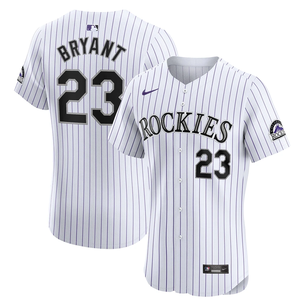 Maillot Nike Kris Bryant pour homme, blanc, Colorado Rockies, Domicile Elite