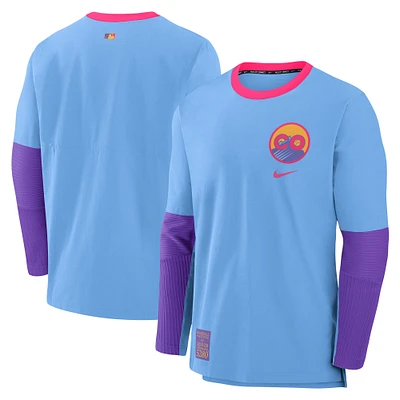 Men's Nike  Light Blue/Purple Colorado Rockies 2025 City Connect Authentic Collection Lightweight Player Performance Long Sleeve T-Shirt