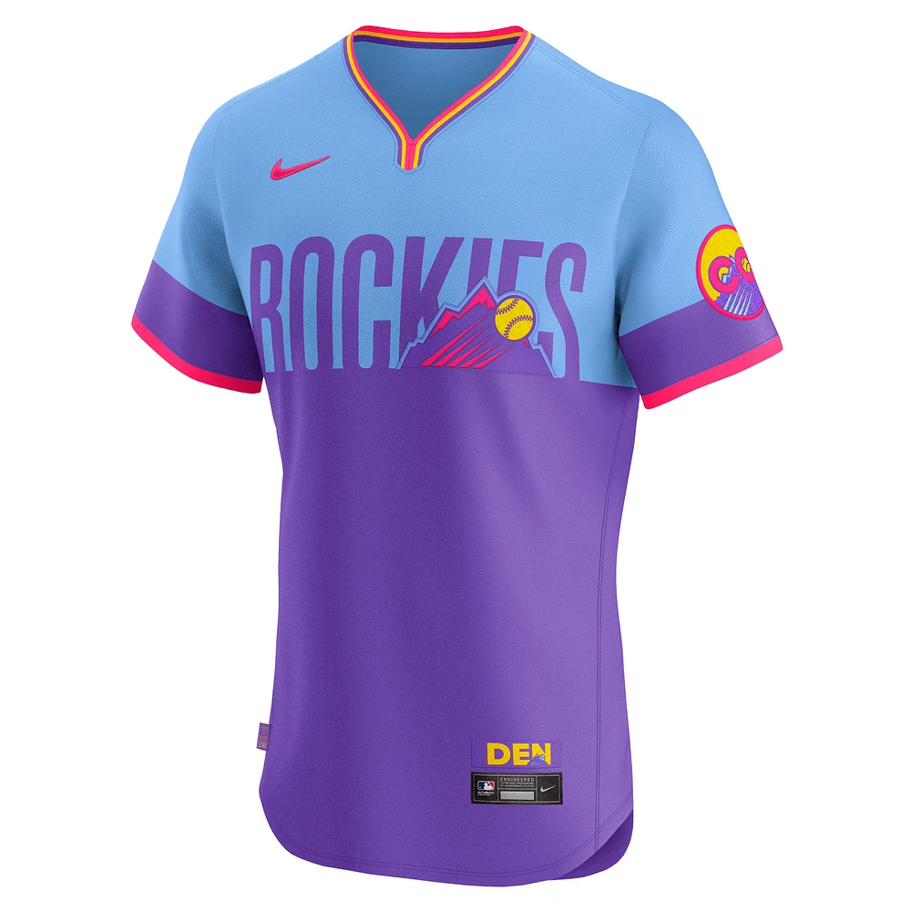 Men's Nike Purple Colorado Rockies 2025 City Connect Elite Jersey