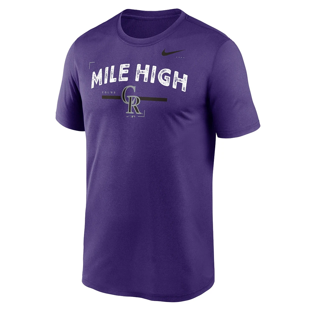 T-shirt d'entraînement Nike violet Colorado Rockies Local Legend pour homme