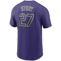 T-shirt Nike violet avec nom et numéro des Rockies du Colorado pour hommes