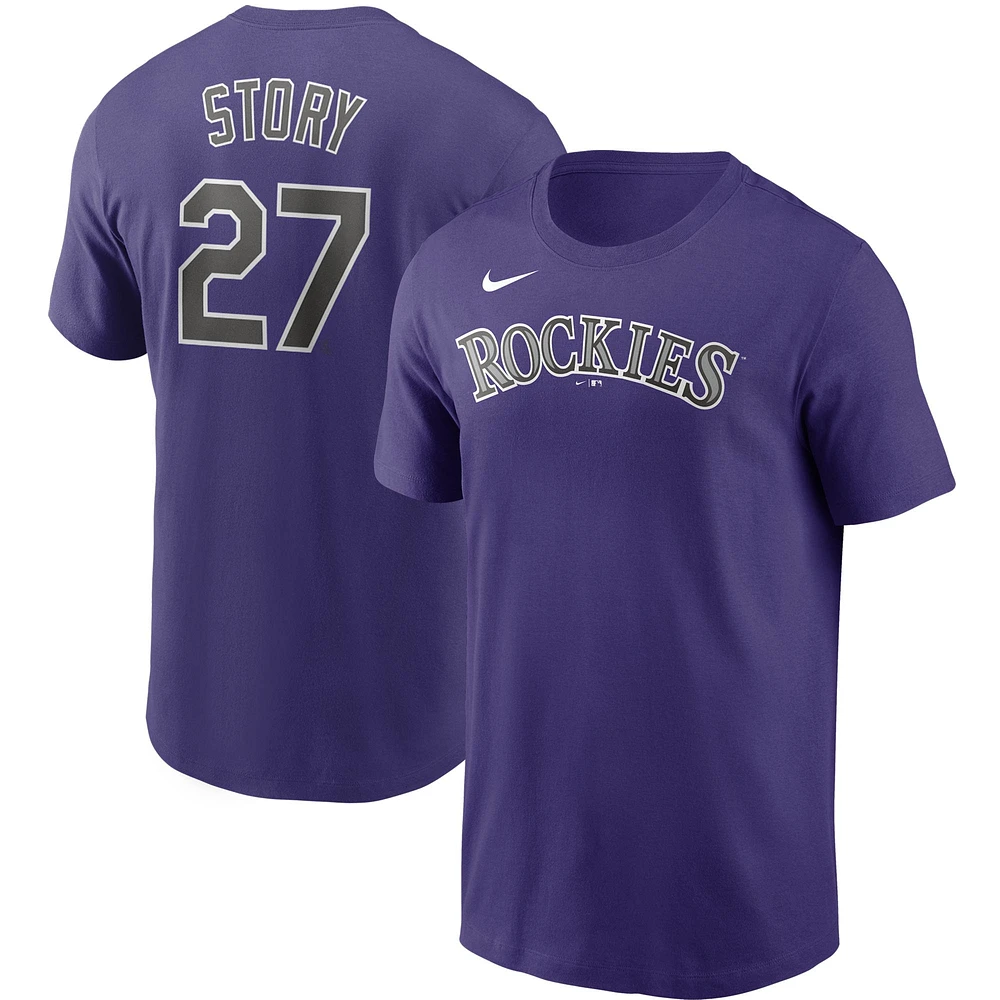 T-shirt Nike violet avec nom et numéro des Rockies du Colorado pour hommes