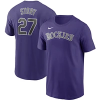 T-shirt Nike violet avec nom et numéro des Rockies du Colorado pour hommes
