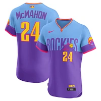 Maillot Nike Ryan McMahon pour homme, violet/bleu clair, Colorado Rockies 2025 City Connect Elite Player