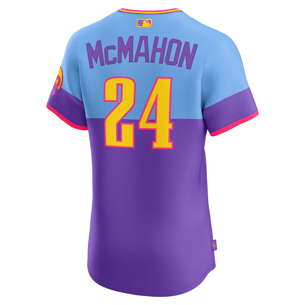 Maillot Nike Ryan McMahon pour homme, violet/bleu clair, Colorado Rockies 2025 City Connect Elite Player