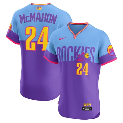 Maillot Nike Ryan McMahon pour homme, violet/bleu clair, Colorado Rockies 2025 City Connect Elite Player