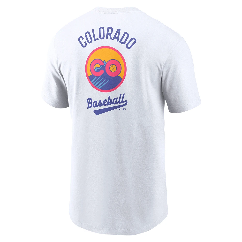 T-shirt Nike blanc à imprimé City Connect Colorado Rockies 2025 pour homme