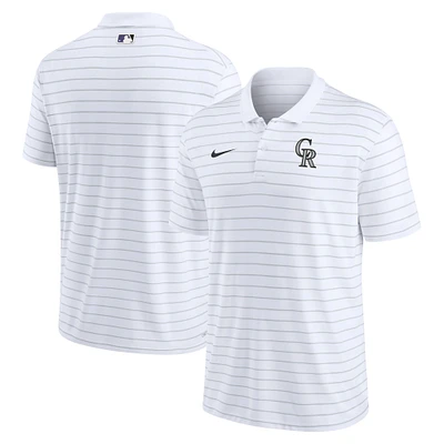 Men's Nike White Colorado Rockies Authentic Collection Victory Striped Performance Polo