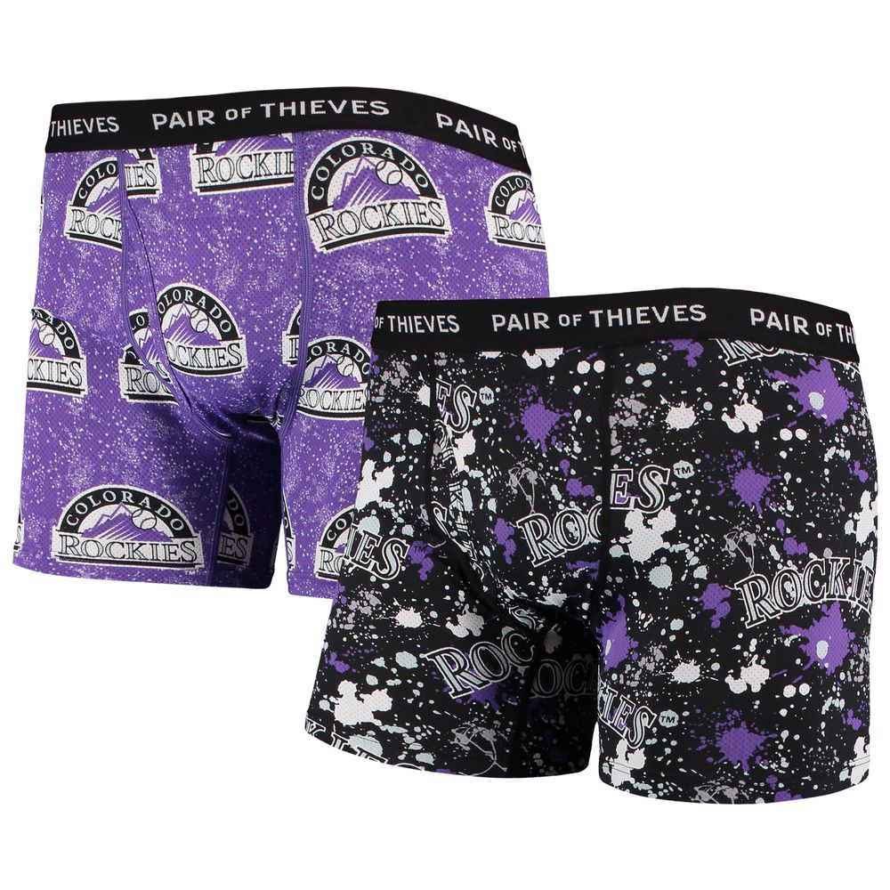 Men's Pair of Thieves Black/Purple Colorado Rockies Super Fit 2-Pack Boxer Briefs Set