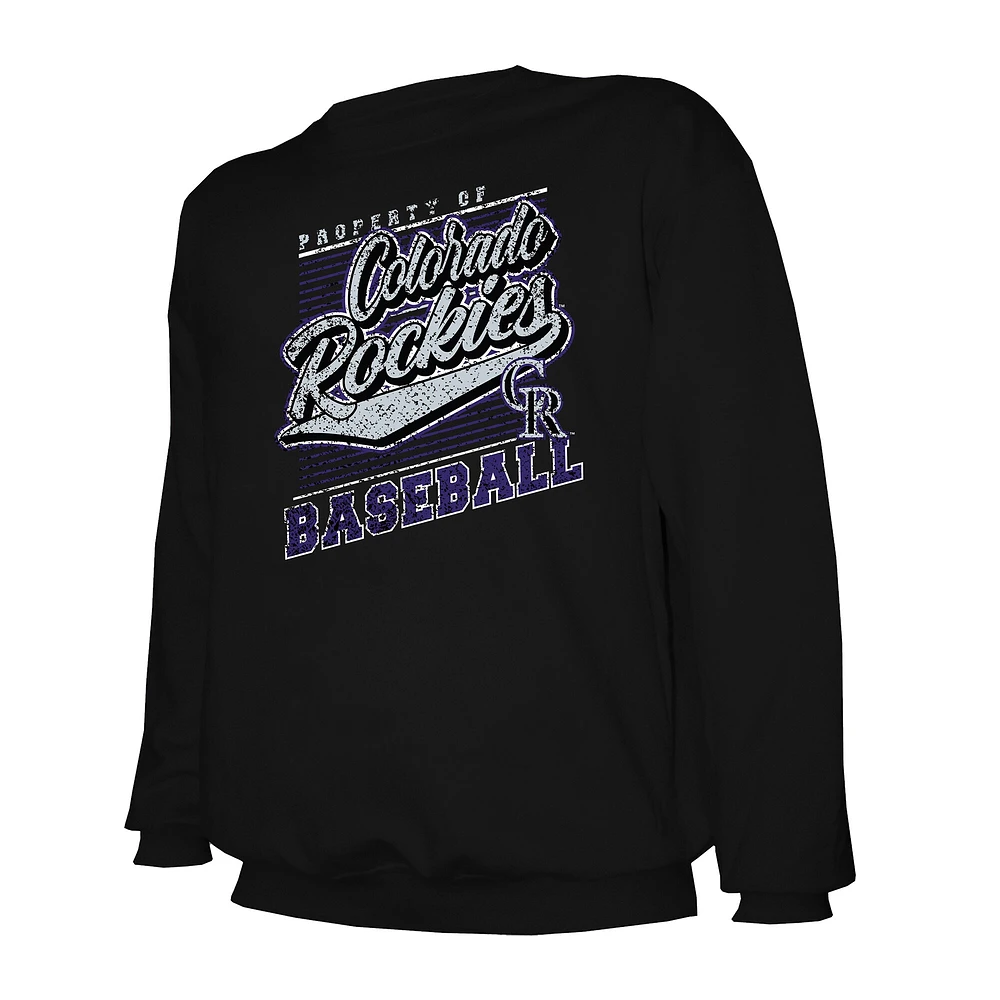 Men's Stitches Black Colorado Rockies Lightweight Crew Sweatshirt