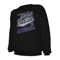 Men's Stitches Black Colorado Rockies Lightweight Crew Sweatshirt