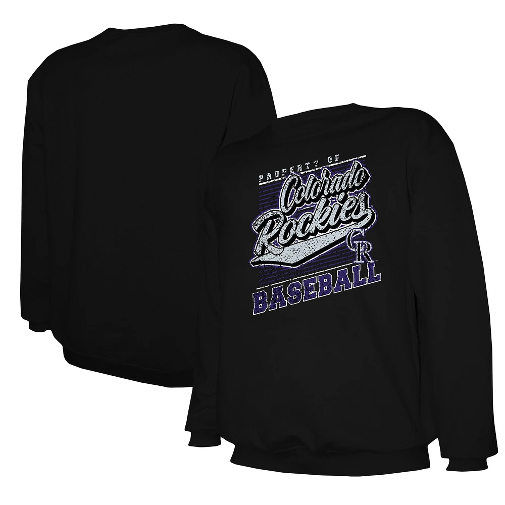 Men's Stitches Black Colorado Rockies Pullover Sweatshirt