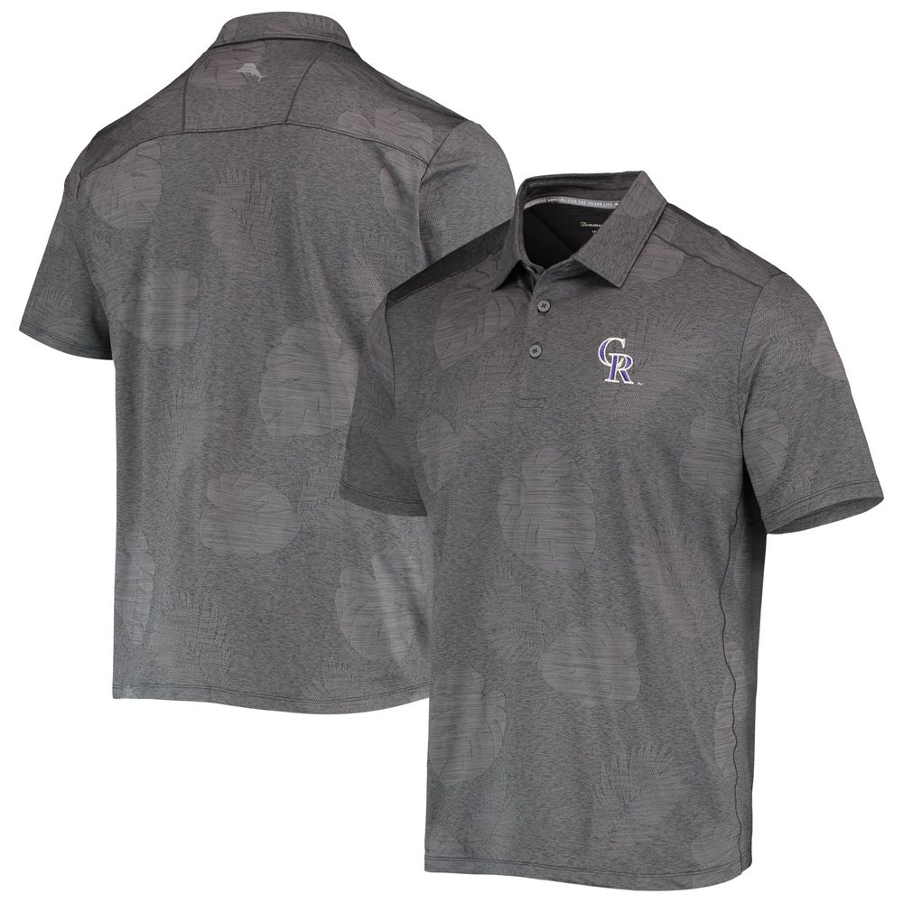 Men's Tommy Bahama Charcoal Colorado Rockies Palm Coast Delray Fond IslandZone Allover Polo