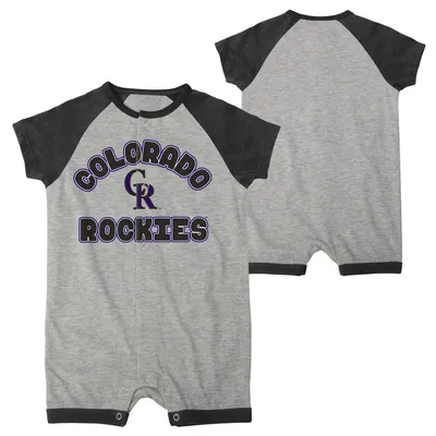Colorado Rockies Newborn & Infant Extra Base Hit Raglan Full-Snap Romper - Heather Gray