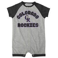 Nouveau-né et bébé gris chiné Colorado Rockies Extra Base Hit Raglan Full-Snap Barboteuse