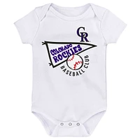 Lot de 3 bodys pour nouveau-nés et nourrissons violet/blanc/gris chiné Colorado Rockies Biggest Little Fan