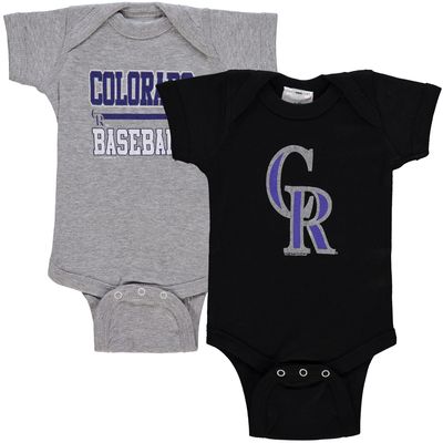 Newborn & Infant Soft as a Grape Black/Gray Colorado Rockies 2-Piece Body Suit