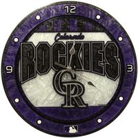 Purple/Black Colorado Rockies Art Glass Wall Clock