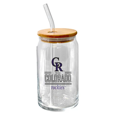 The Memory Company Colorado Rockies 16oz. Verre à bière Classic Crew avec couvercle en bambou