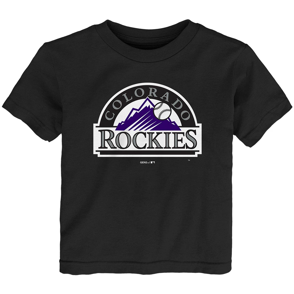 T-shirt noir avec logo de l'équipe principale des Rockies du Colorado pour tout-petits