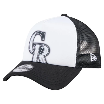 Casquette ajustable New Era blanche/noire Colorado Rockies A-Frame 9FORTY Trucker peinte pour tout-petit