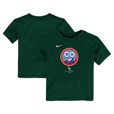 T-shirt Nike avec grand logo vert Colorado Rockies City Connect pour tout-petit