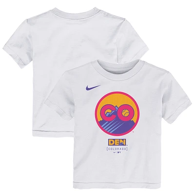 T-shirt Nike blanc pour enfant avec logo City Connect 2025 des Colorado Rockies