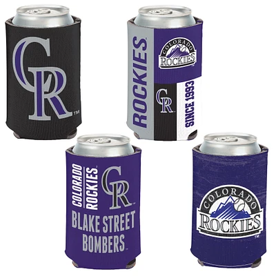 WinCraft Colorado Rockies, paquet de 4, 12 oz. Ensemble refroidisseur de canettes