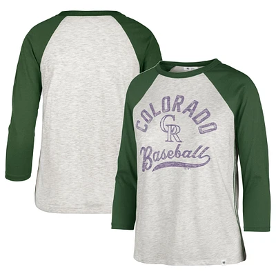 Women's '47 Gray Colorado Rockies City Connect Retro Daze Ava Raglan 3/4-Sleeve T-Shirt