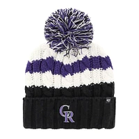 Women's '47 White/Black Colorado Rockies Ashfield Cuffed Knit Hat with Pom