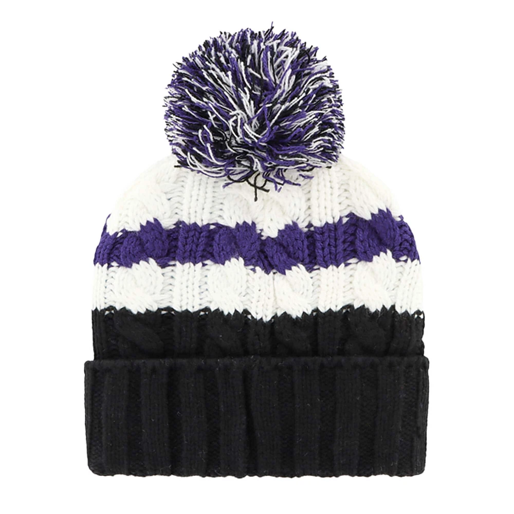 Bonnet en tricot à revers Ashfield '47 pour femmes, blanc/noir, Colorado Rockies, avec pompon